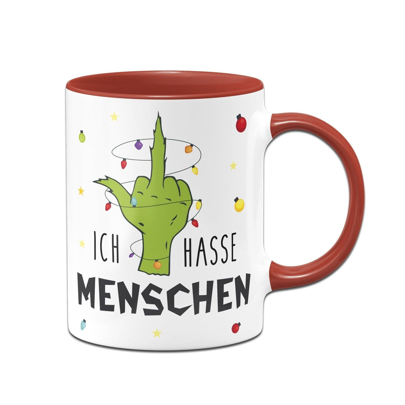 Bild: Tasse - Grinch - Ich hasse Menschen (Mittelfinger) Geschenkidee