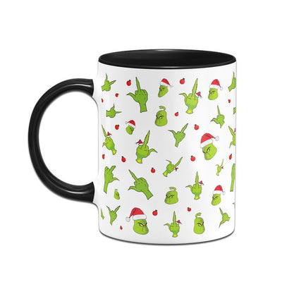 Bild: Tasse - Grinch mit Gesicht und Mittelfinger (Rundumdruck) Geschenkidee