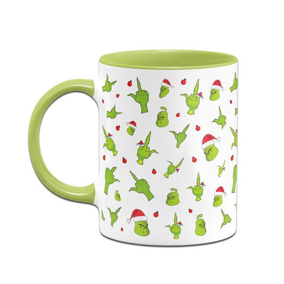 Bild: Tasse - Grinch mit Gesicht und Mittelfinger (Rundumdruck) Geschenkidee