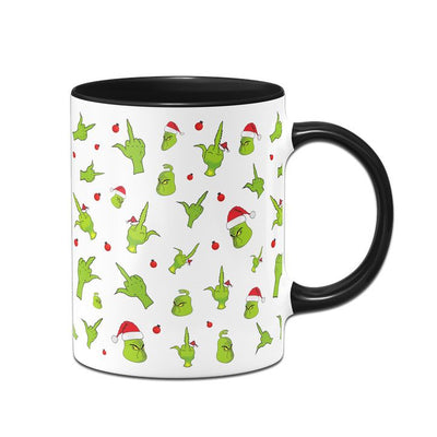 Bild: Tasse - Grinch mit Gesicht und Mittelfinger (Rundumdruck) Geschenkidee