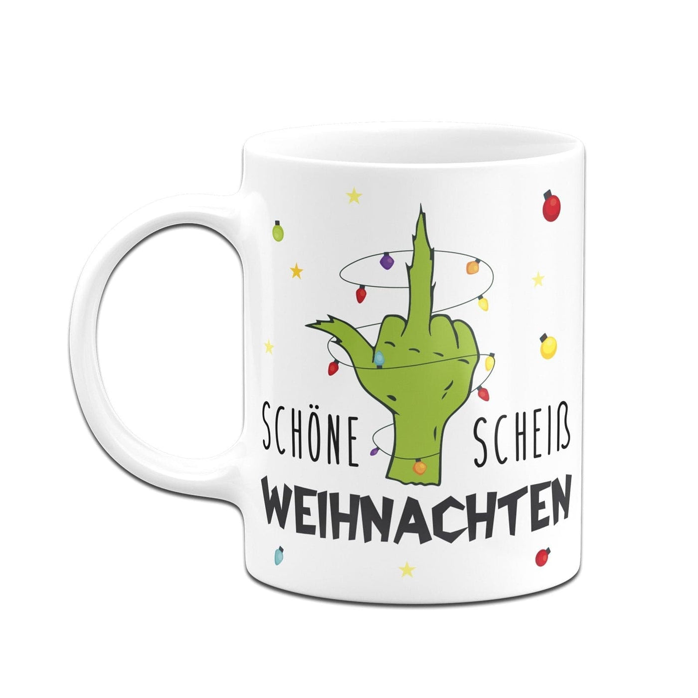 Bild: Tasse - Grinch - Schöne scheiß Weihnachten (Mittelfinger) Geschenkidee