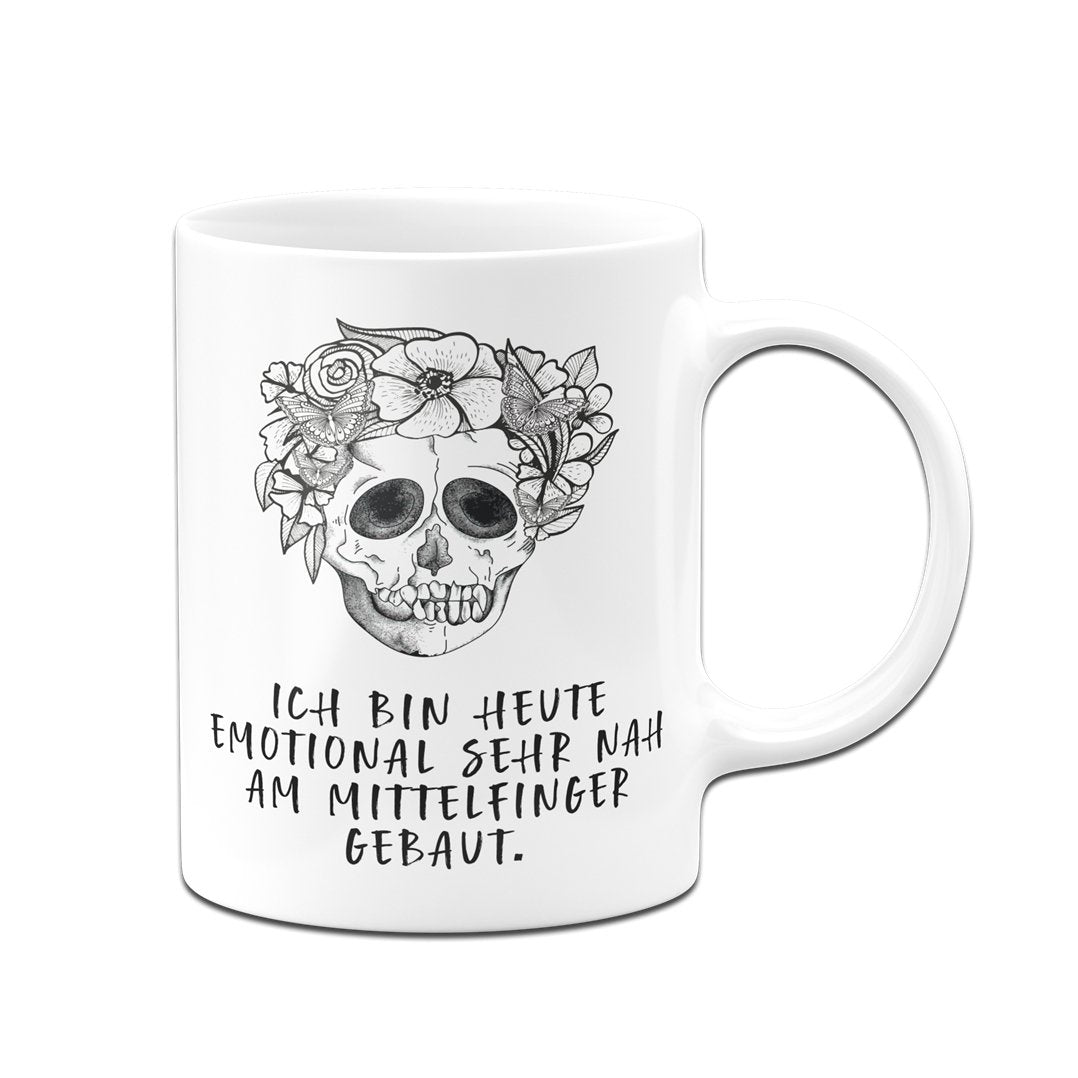 Bild: Tasse - Ich bin heute emotional sehr nah am Mittelfinger gebaut. - Totenkopf Geschenkidee