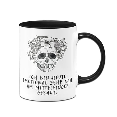 Bild: Tasse - Ich bin heute emotional sehr nah am Mittelfinger gebaut. - Totenkopf Geschenkidee