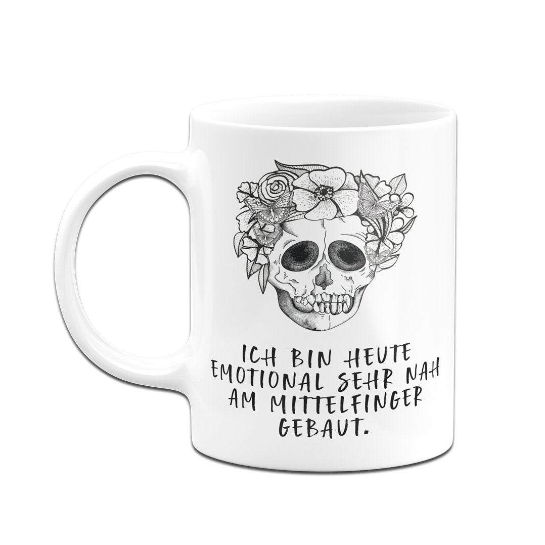 Bild: Tasse - Ich bin heute emotional sehr nah am Mittelfinger gebaut. - Totenkopf Geschenkidee