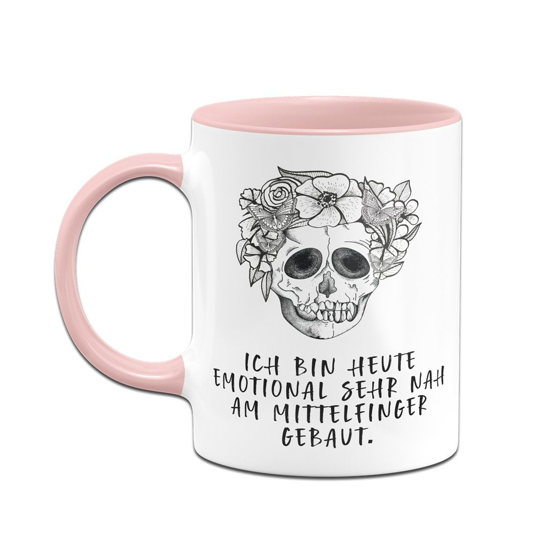 Bild: Tasse - Ich bin heute emotional sehr nah am Mittelfinger gebaut. - Totenkopf Geschenkidee