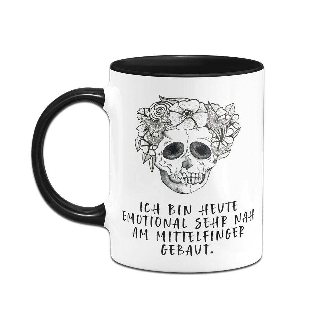 Bild: Tasse - Ich bin heute emotional sehr nah am Mittelfinger gebaut. - Totenkopf Geschenkidee