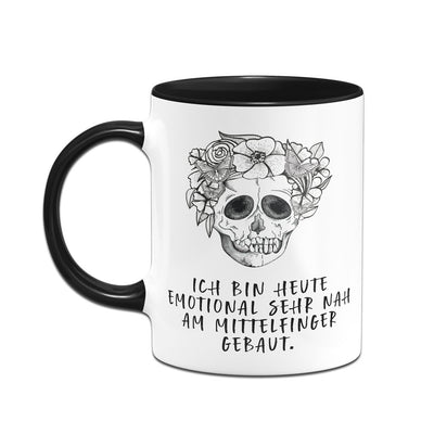 Bild: Tasse - Ich bin heute emotional sehr nah am Mittelfinger gebaut. - Totenkopf Geschenkidee