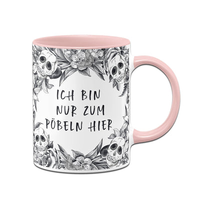 Bild: Tasse - Ich bin nur zum Pöbeln hier - Skull Statement Geschenkidee