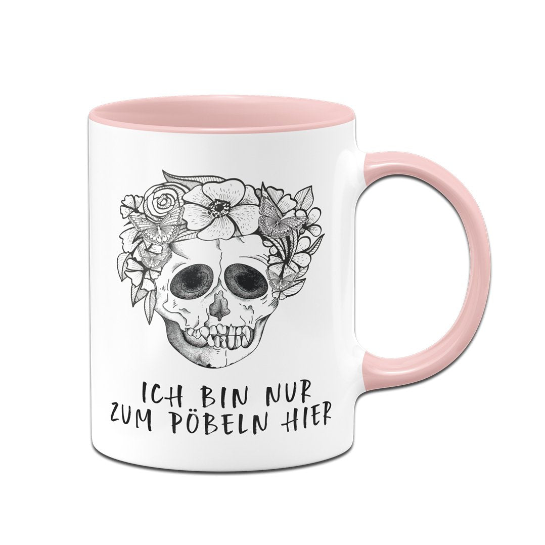 Bild: Tasse - Ich bin nur zum Pöbeln hier - Totenkopf Geschenkidee