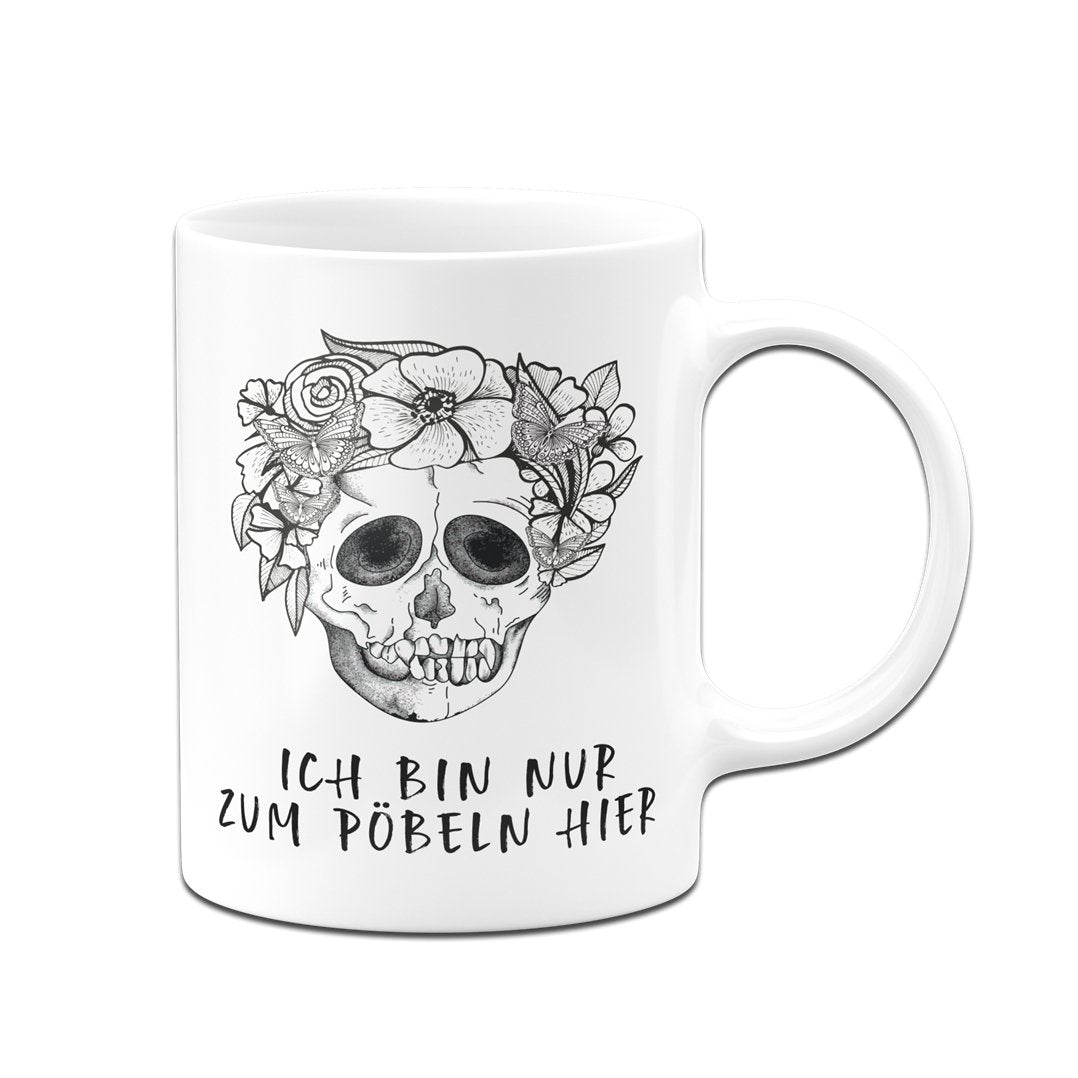 Bild: Tasse - Ich bin nur zum Pöbeln hier - Totenkopf Geschenkidee