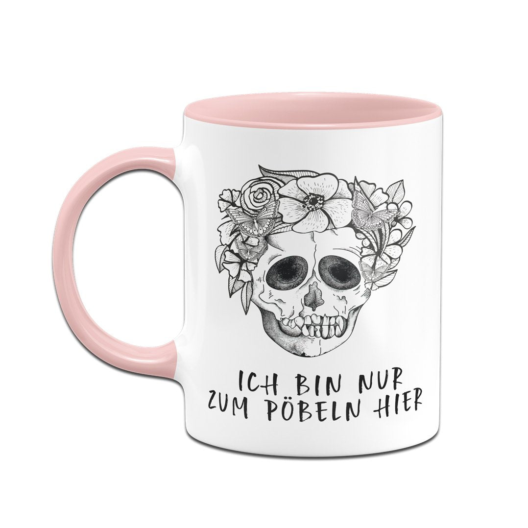 Bild: Tasse - Ich bin nur zum Pöbeln hier - Totenkopf Geschenkidee