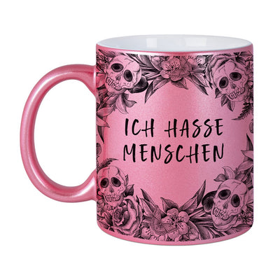 Bild: Tasse - Ich hasse Menschen - Skull Statement Metallic-Edition Geschenkidee