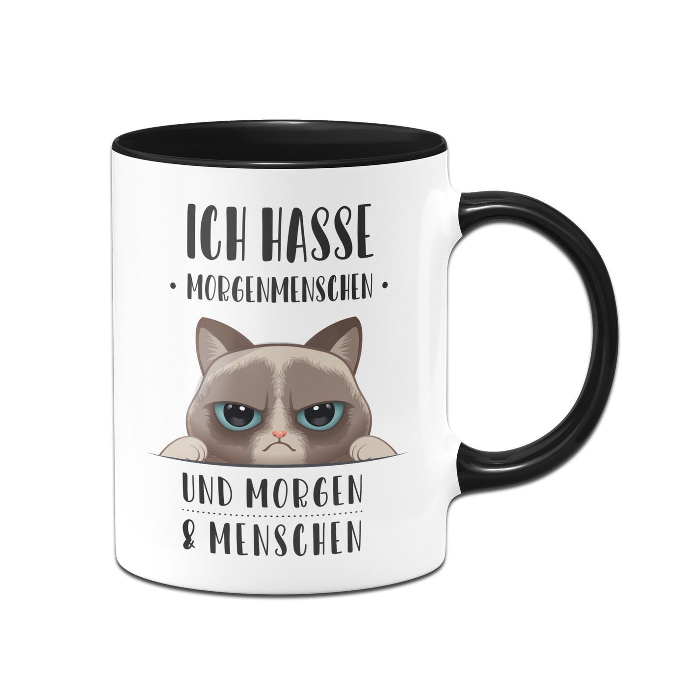 Bild: Katzen Tasse - Ich hasse Morgenmenschen und Morgen und Menschen Geschenkidee