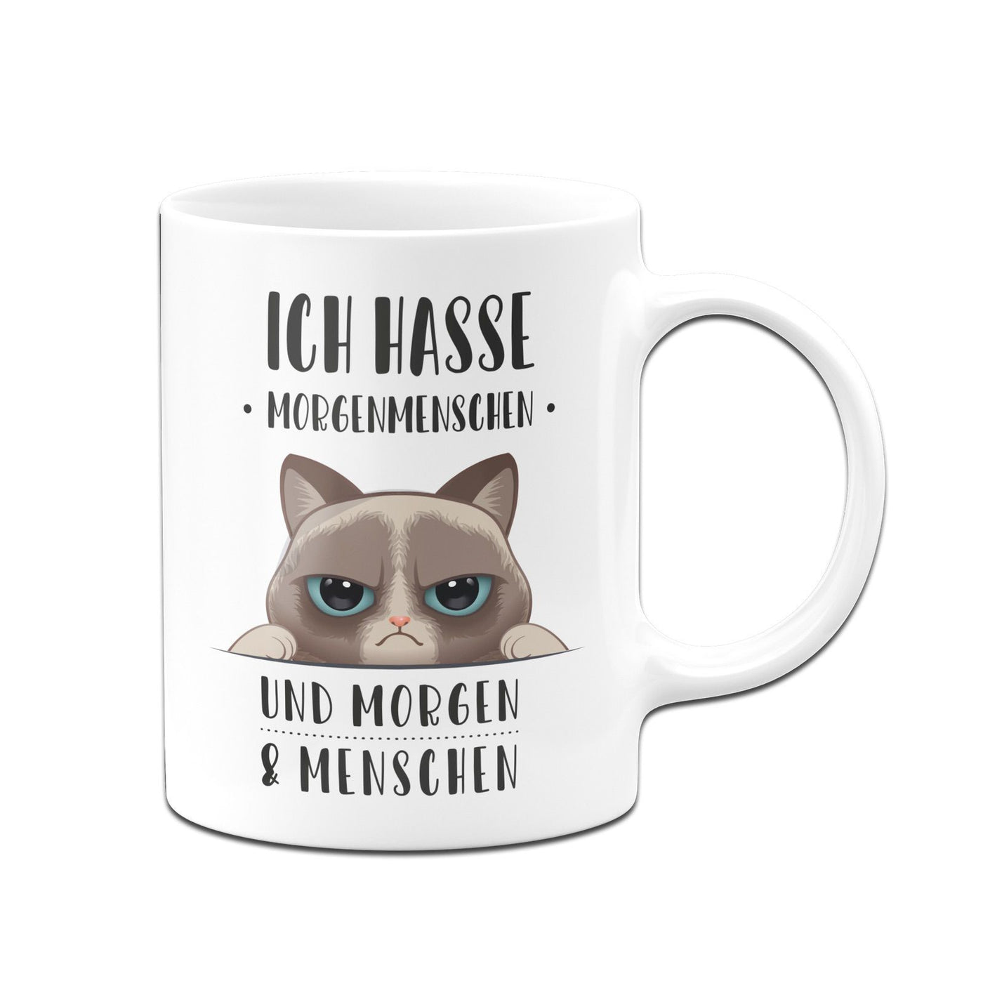 Bild: Katzen Tasse - Ich hasse Morgenmenschen und Morgen und Menschen Geschenkidee