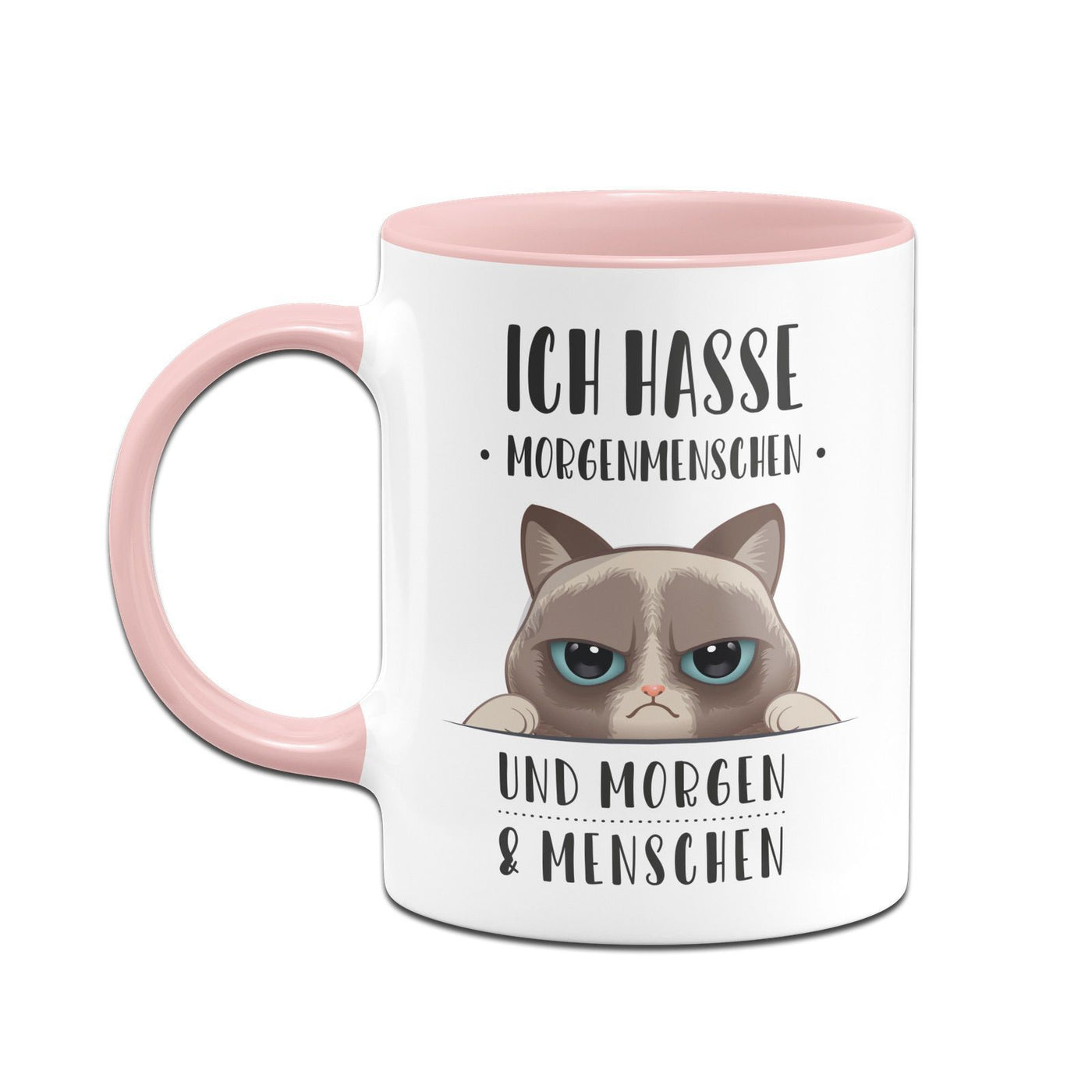 Bild: Katzen Tasse - Ich hasse Morgenmenschen und Morgen und Menschen Geschenkidee