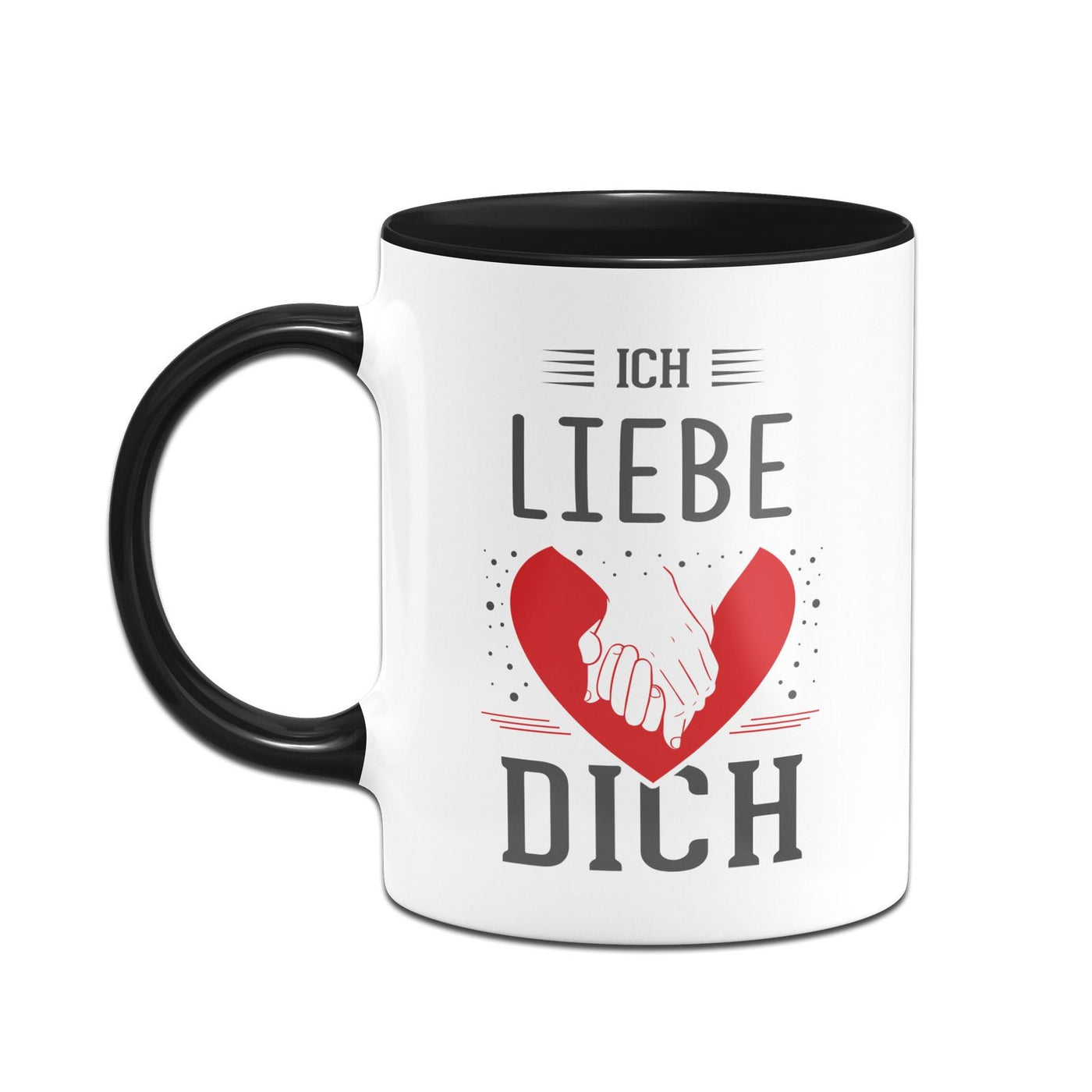 Bild: Tasse - Ich liebe Dich (Händchen haltend mit Herz) Geschenkidee