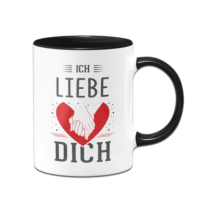 Bild: Tasse - Ich liebe Dich (Händchen haltend mit Herz) Geschenkidee