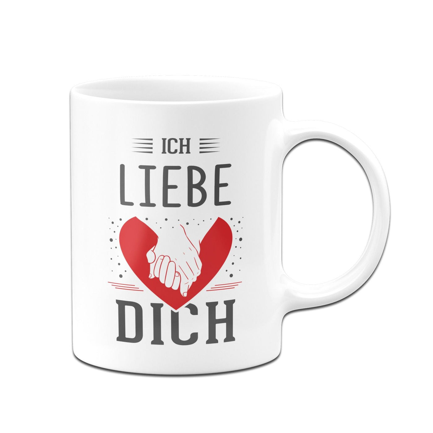 Bild: Tasse - Ich liebe Dich (Händchen haltend mit Herz) Geschenkidee