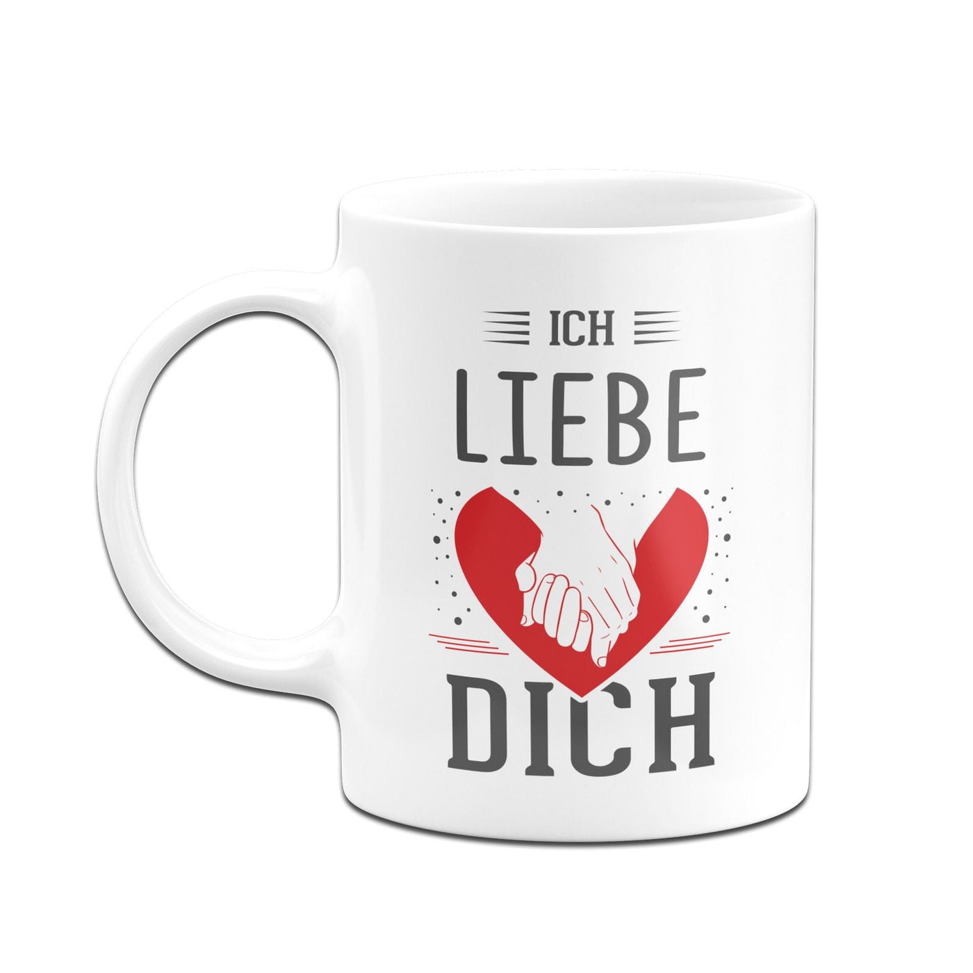 Bild: Tasse - Ich liebe Dich (Händchen haltend mit Herz) Geschenkidee