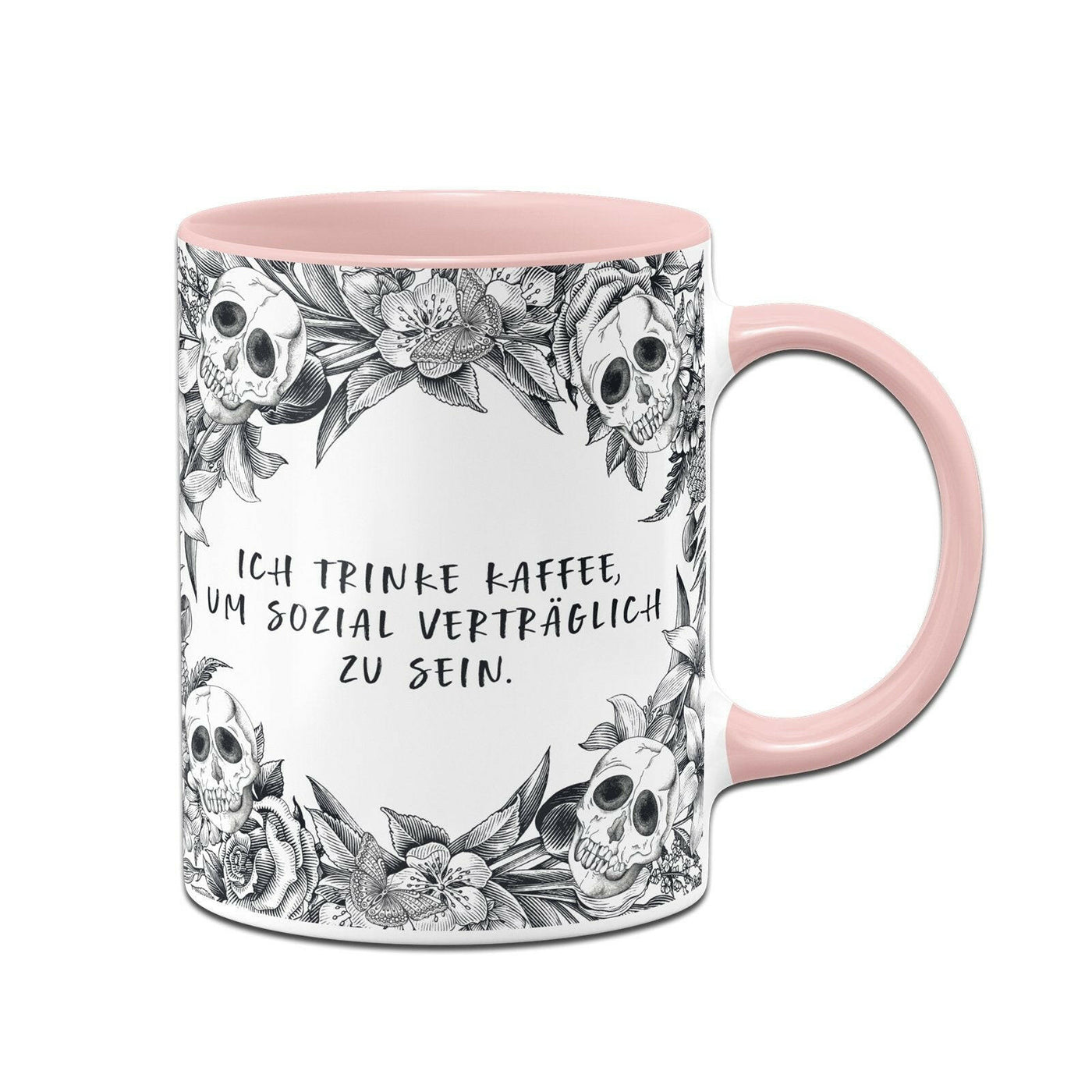 Bild: Tasse - Ich trinke Kaffee, um sozial verträglich zu sein. - Skull Statement Geschenkidee