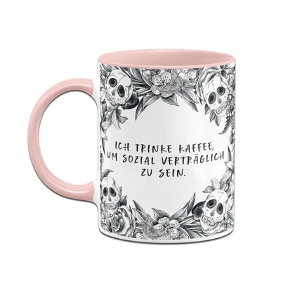 Bild: Tasse - Ich trinke Kaffee, um sozial verträglich zu sein. - Skull Statement Geschenkidee