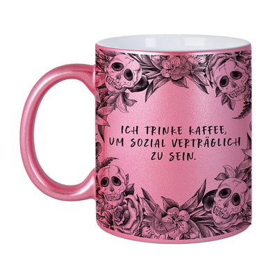 Bild: Tasse - Ich trinke Kaffee, um sozial verträglich zu sein. - Skull Statement Metallic-Edition Geschenkidee