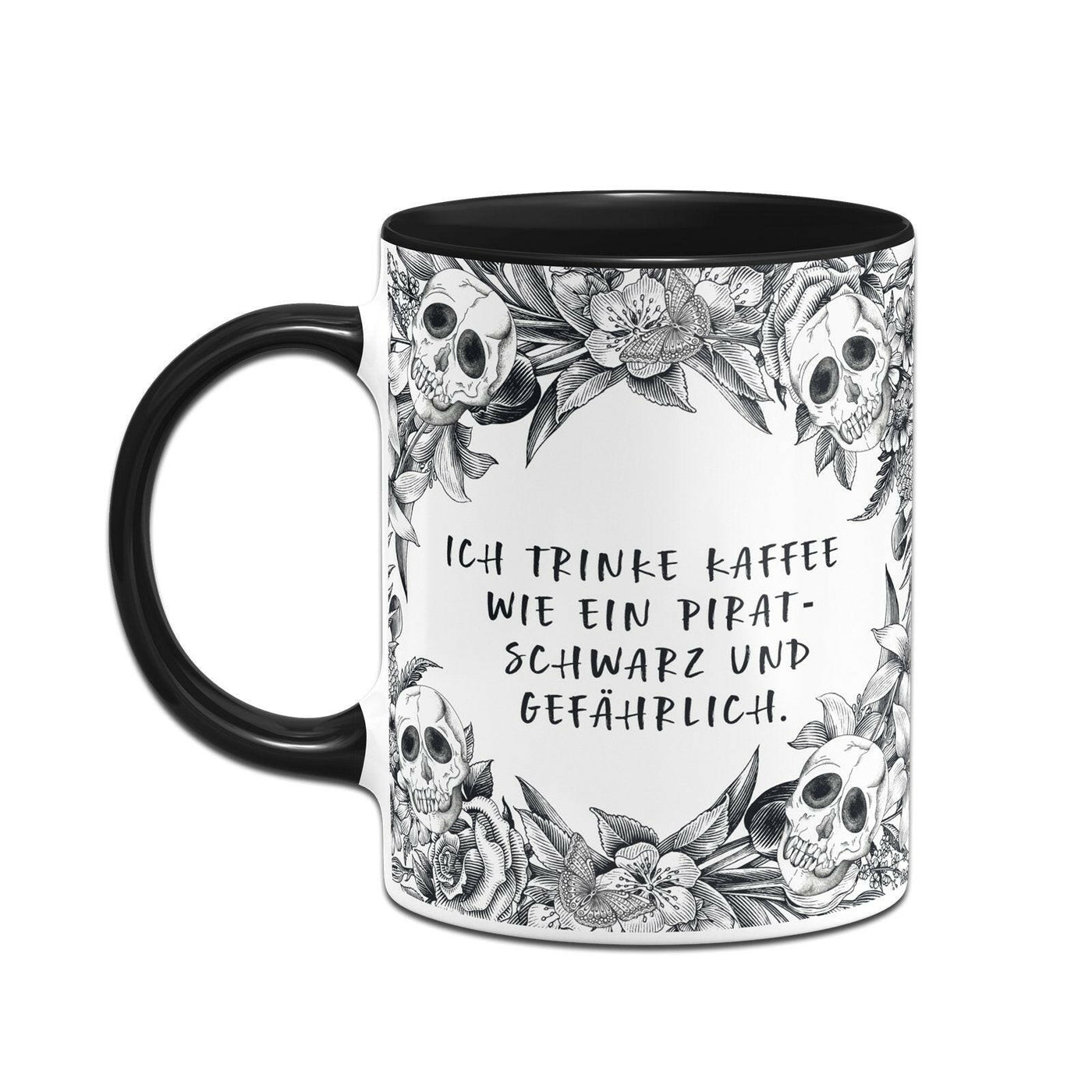 Bild: Tasse - Ich trinke Kaffee wie ein Pirat schwarz und gefährlich. - Skull Statement Geschenkidee