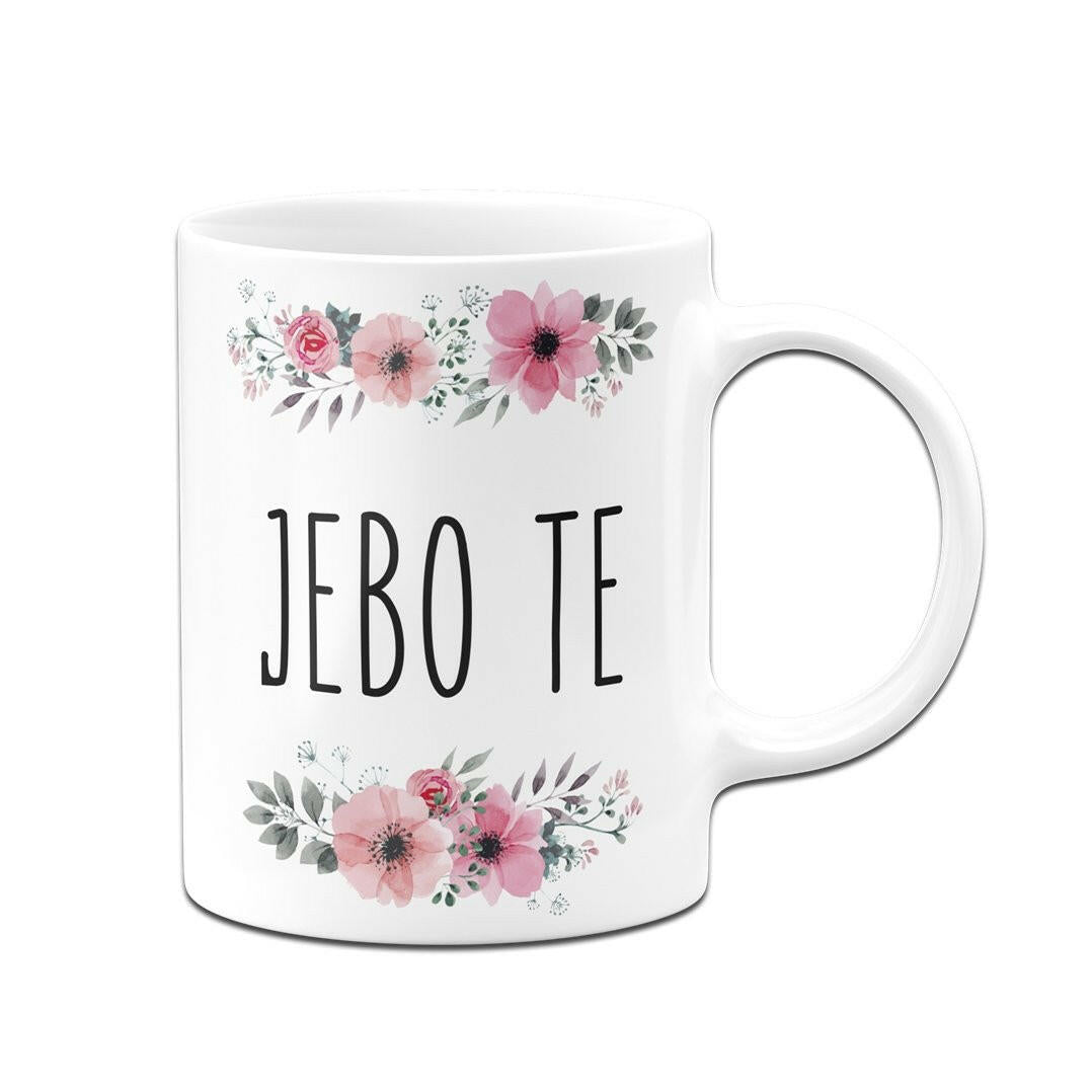 Bild: Tasse - Jebo te (bosnisch) - blumig Geschenkidee