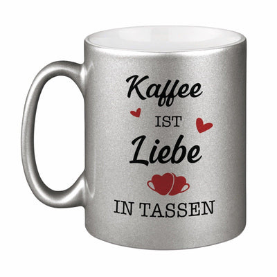 Bild: Tasse - Kaffee ist Liebe in Tassen. - Metallictasse Geschenkidee