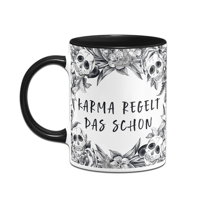 Bild: Tasse - Karma regelt das schon - Skull Statement Geschenkidee