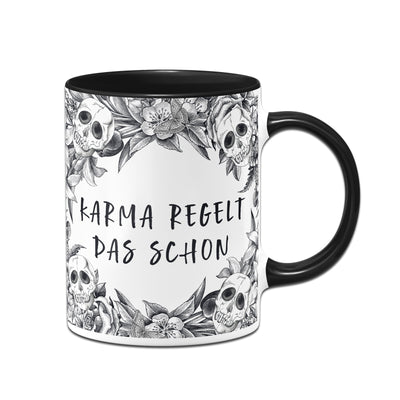 Bild: Tasse - Karma regelt das schon - Skull Statement Geschenkidee