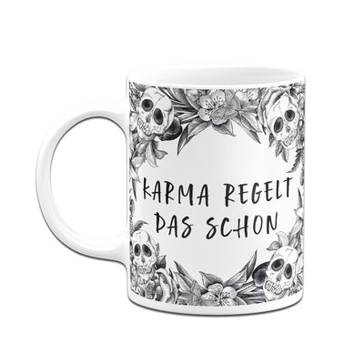 Bild: Tasse - Karma regelt das schon - Skull Statement Geschenkidee