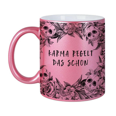 Bild: Tasse - Karma regelt das schon - Skull Statement Metallic-Edition Geschenkidee