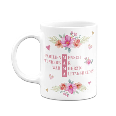 Bild: Tasse - Mama - Familienmensch, Wunderbar, Warmherzig, Alltagsheldin Geschenkidee