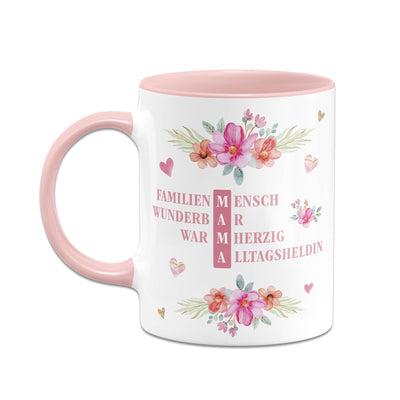 Bild: Tasse - Mama - Familienmensch, Wunderbar, Warmherzig, Alltagsheldin Geschenkidee