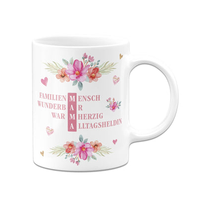 Bild: Tasse - Mama - Familienmensch, Wunderbar, Warmherzig, Alltagsheldin Geschenkidee