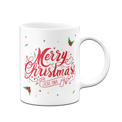 Bild: Tasse - Merry Christmas liebe Oma - Stechpalme Geschenkidee