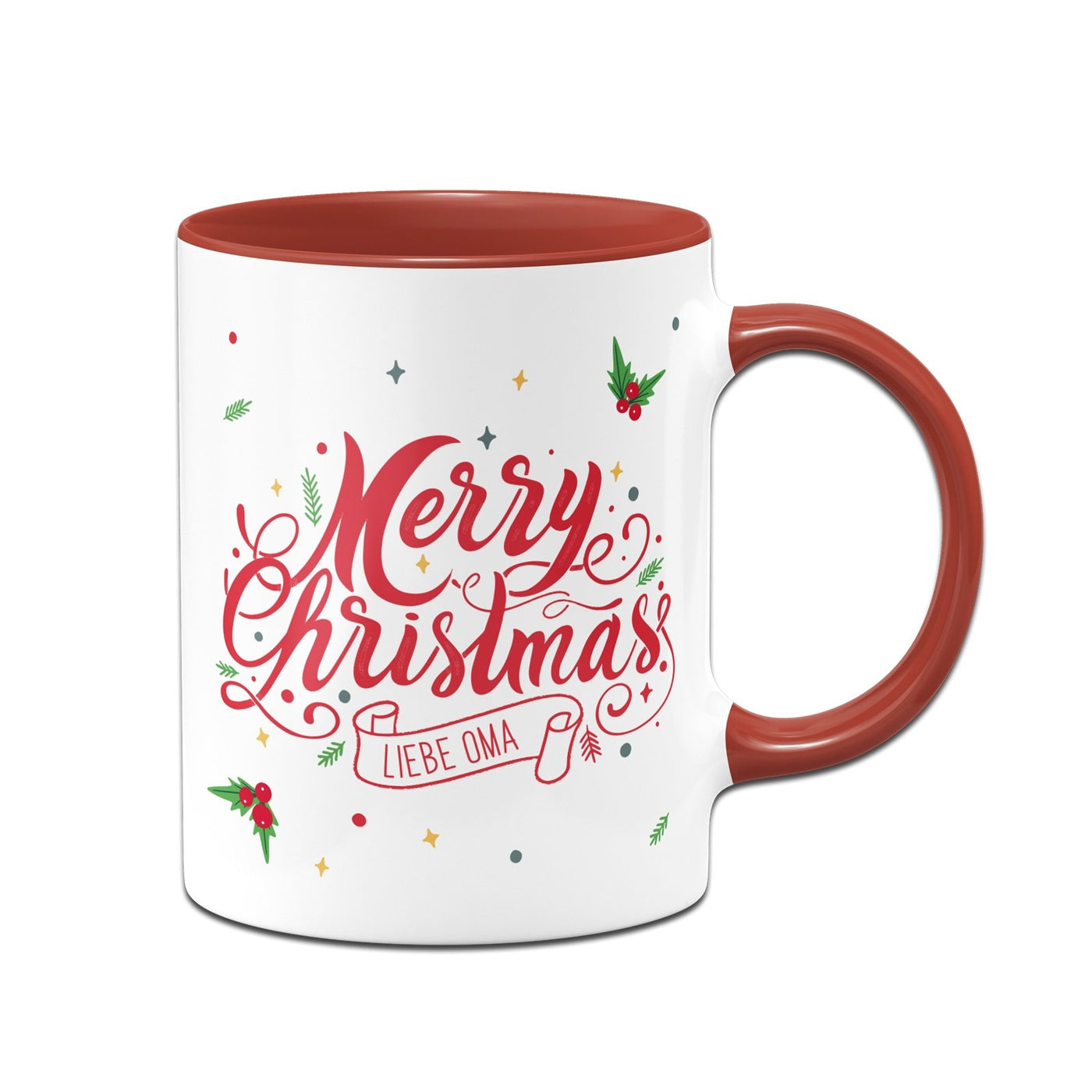 Bild: Tasse - Merry Christmas liebe Oma - Stechpalme Geschenkidee