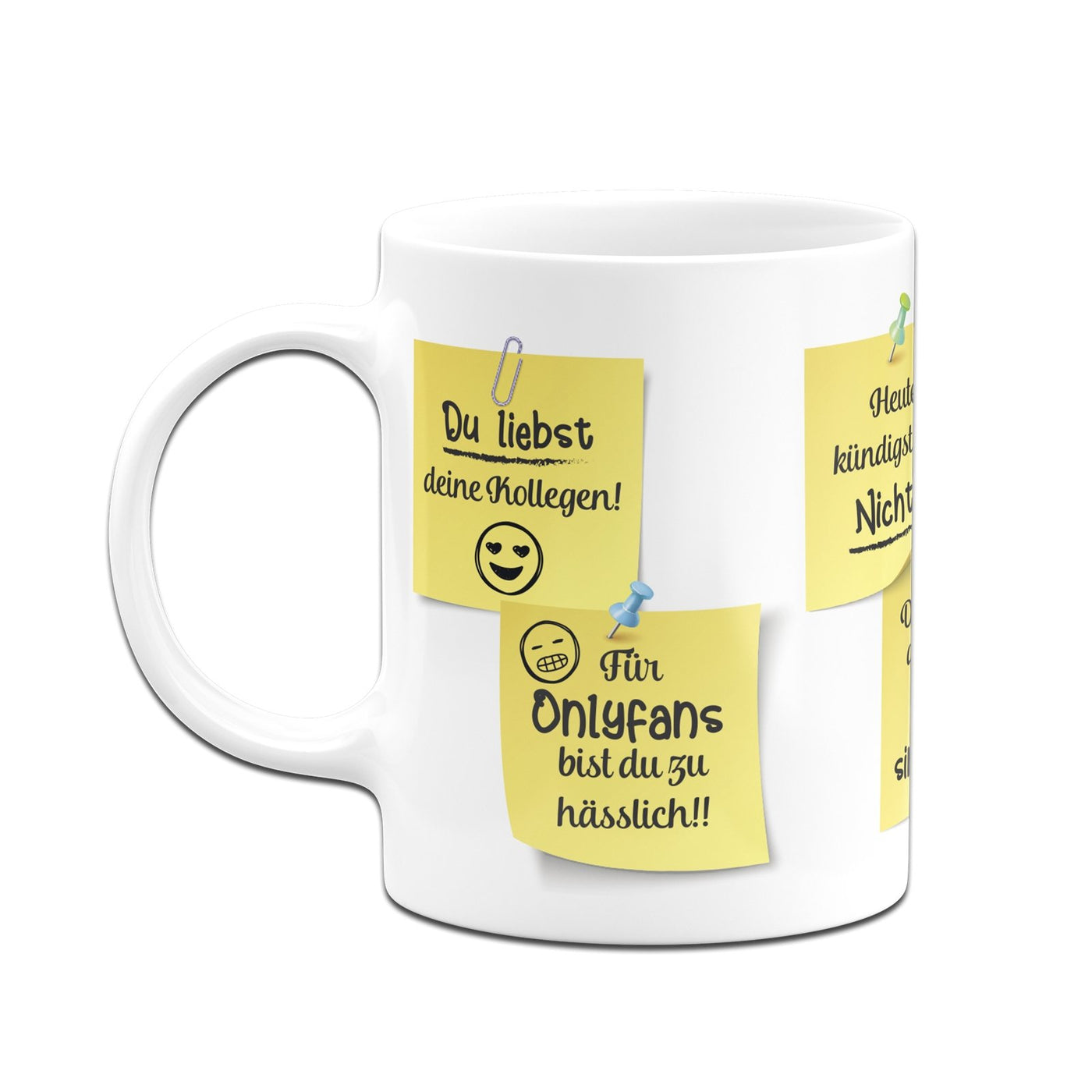 Bild: Tasse - Motivationstasse mit Klebezetteln (Arbeit) Geschenkidee