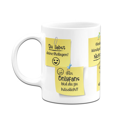 Bild: Tasse - Motivationstasse mit Klebezetteln (Arbeit) Geschenkidee