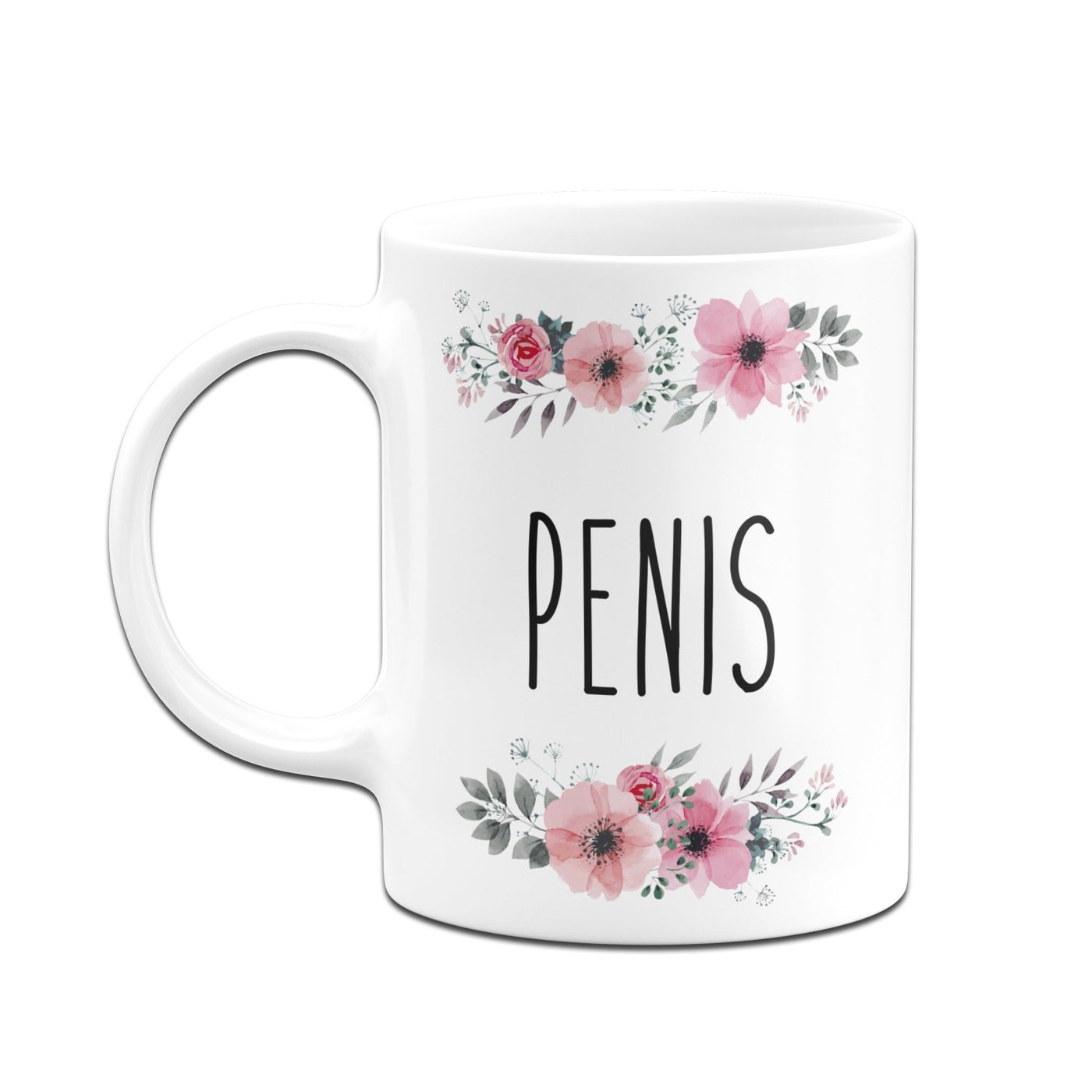 Bild: Tasse - Penis - blumig Geschenkidee