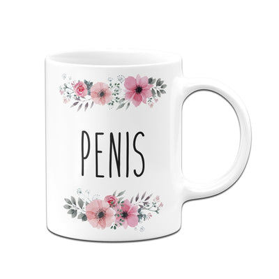 Bild: Tasse - Penis - blumig Geschenkidee