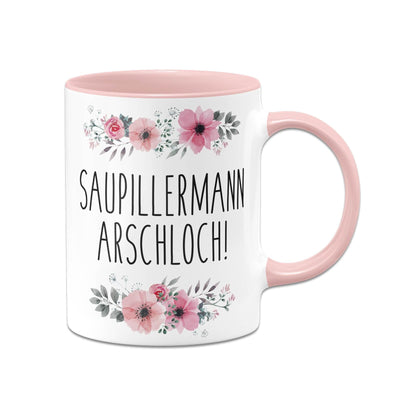 Bild: Tasse - Saupillermann Arschloch!- blumig Geschenkidee