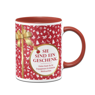 Bild: Tasse - Sie sind ein Geschenk. - Weihnachten (Aufdruck rot) Geschenkidee