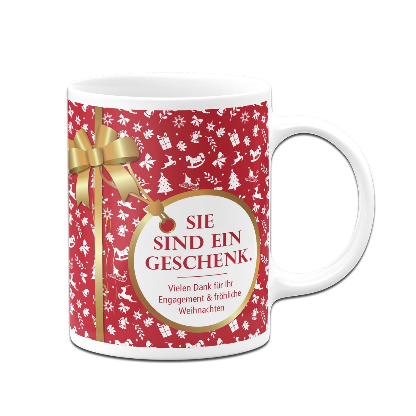 Bild: Tasse - Sie sind ein Geschenk. - Weihnachten (Aufdruck rot) Geschenkidee
