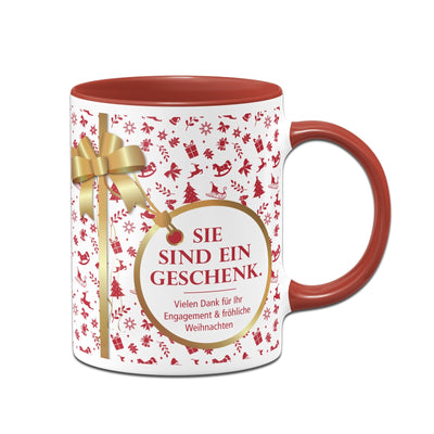 Bild: Tasse - Sie sind ein Geschenk. - Weihnachten (Aufdruck weiß) Geschenkidee