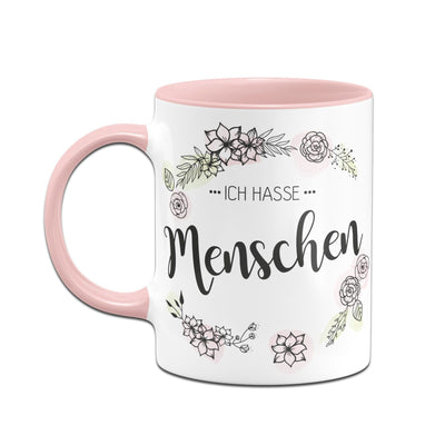 Bild: Tasse - Ich hasse Menschen Blumenkranz Geschenkidee