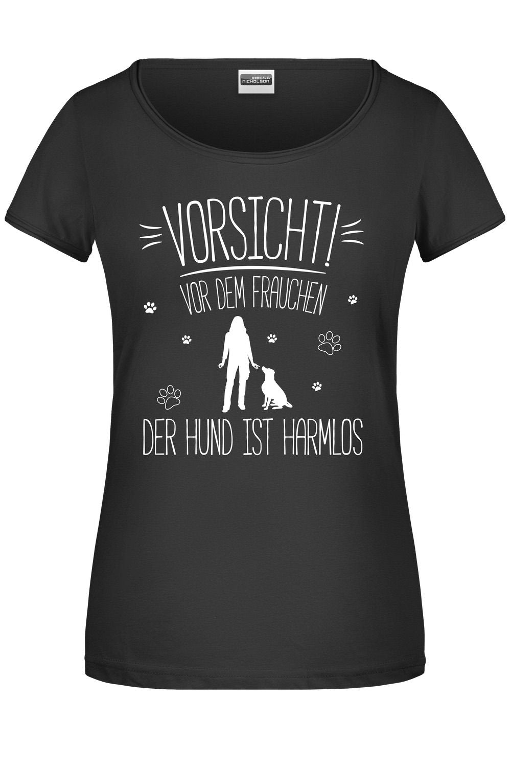 Bild: T-Shirt - Vorsicht vor dem Frauchen! Der Hund ist harmlos Geschenkidee