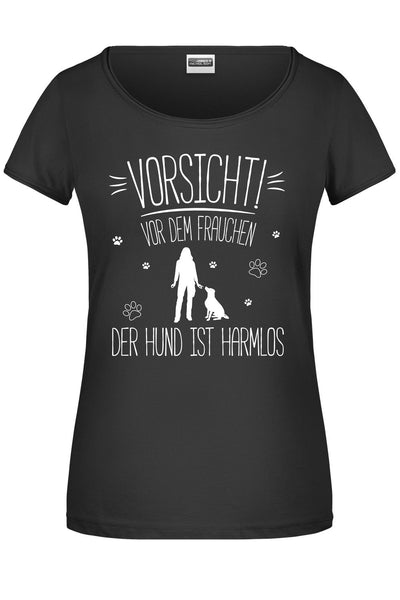 Bild: T-Shirt - Vorsicht vor dem Frauchen! Der Hund ist harmlos Geschenkidee