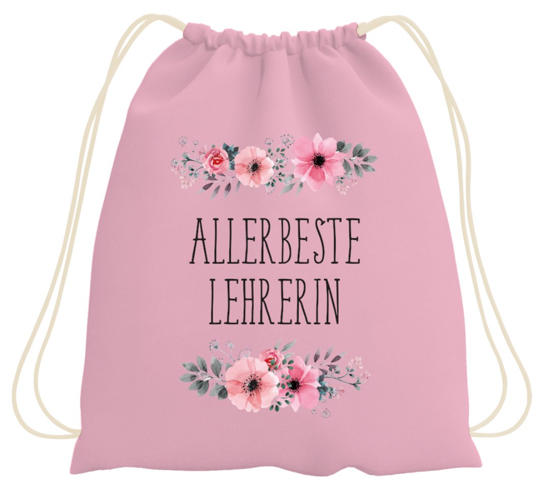 Bild: Turnbeutel - Allerbeste Lehrerin - blumig Geschenkidee